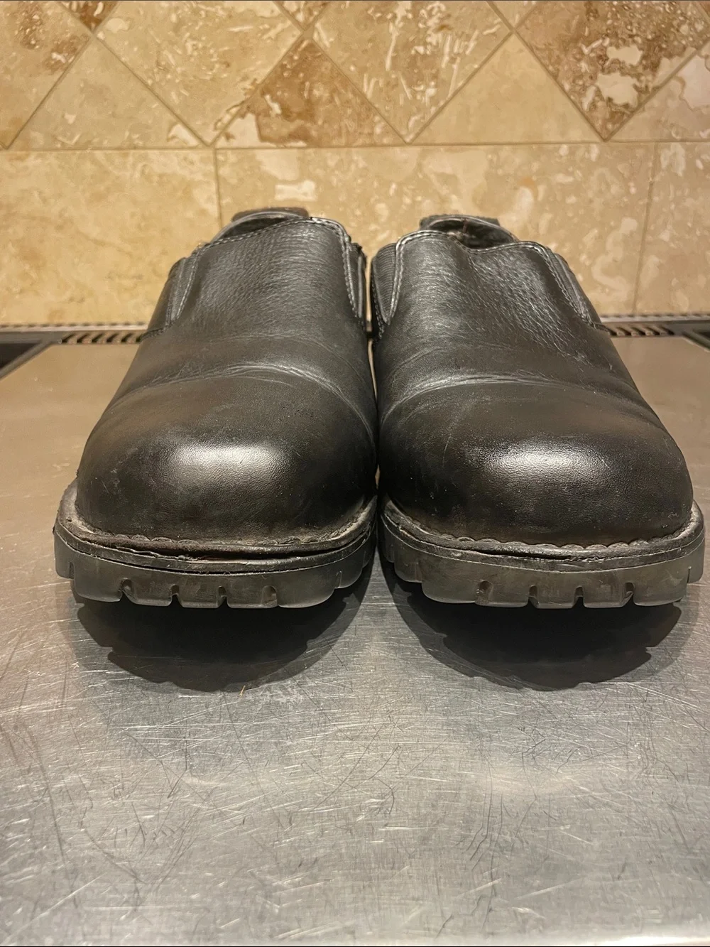 UGG Men's Black Leather Slip-On Loafers